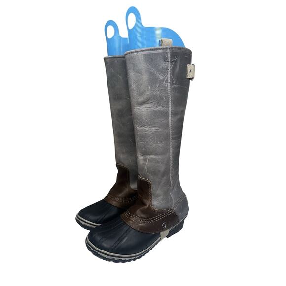 Sorel Slimpack Tall Boots Women's 7.5 Gray Equestrian Riding Rain Waterproof - Picture 1 of 12